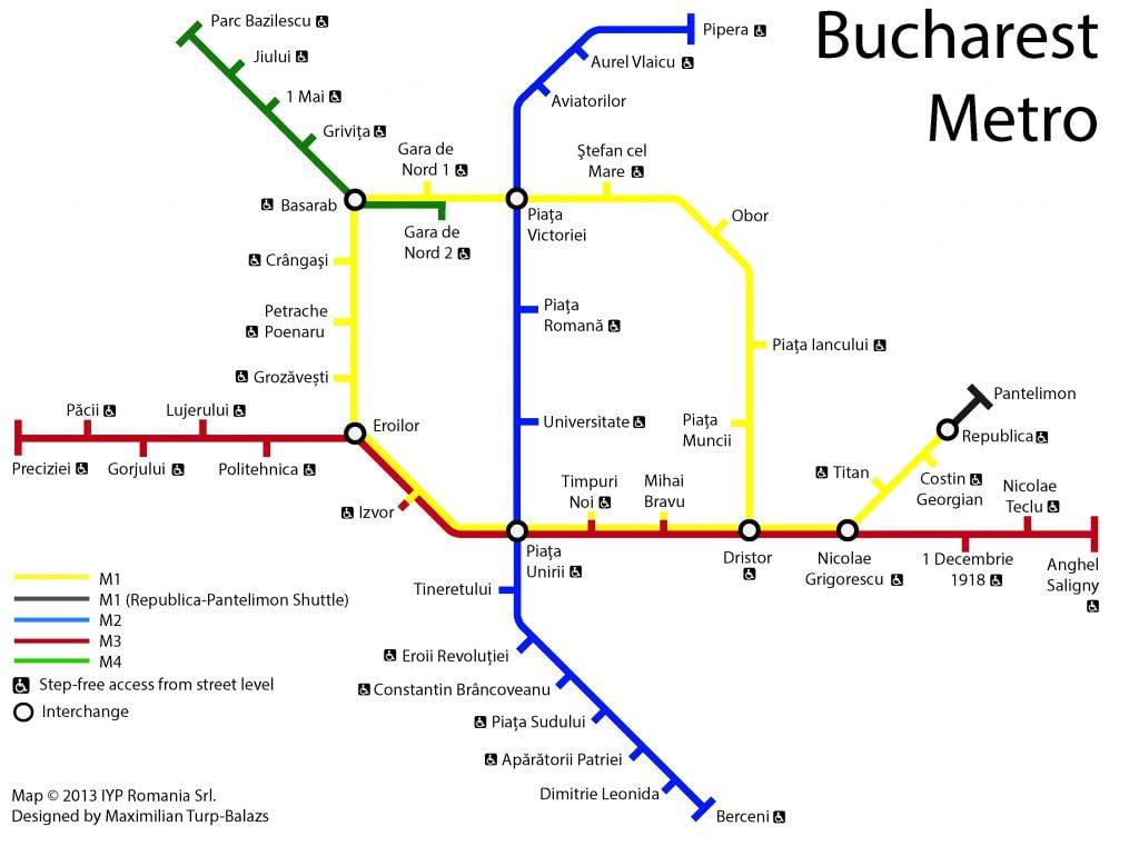 Mapa bukureštu javnog prevoza 